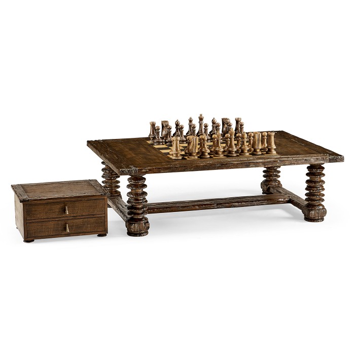 Turned Leg Heavy Distressed Games/Coffee Table