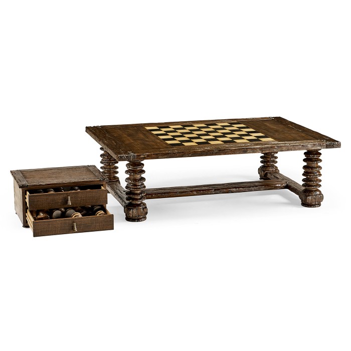 Turned Leg Heavy Distressed Games/Coffee Table