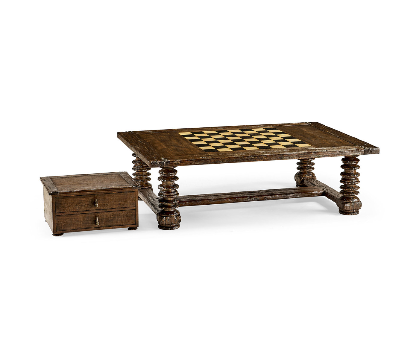 Turned Leg Heavy Distressed Games/Coffee Table