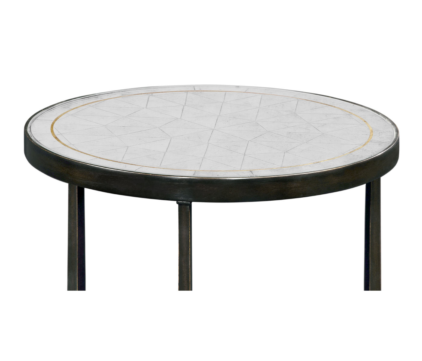 Églomisé & Bronze Iron Round Lamp Table