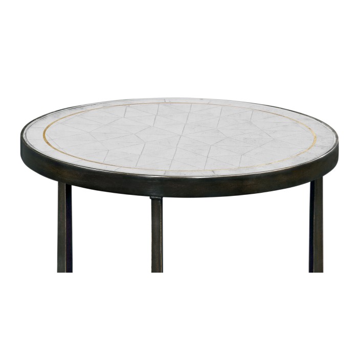 Églomisé & Bronze Iron Round Lamp Table