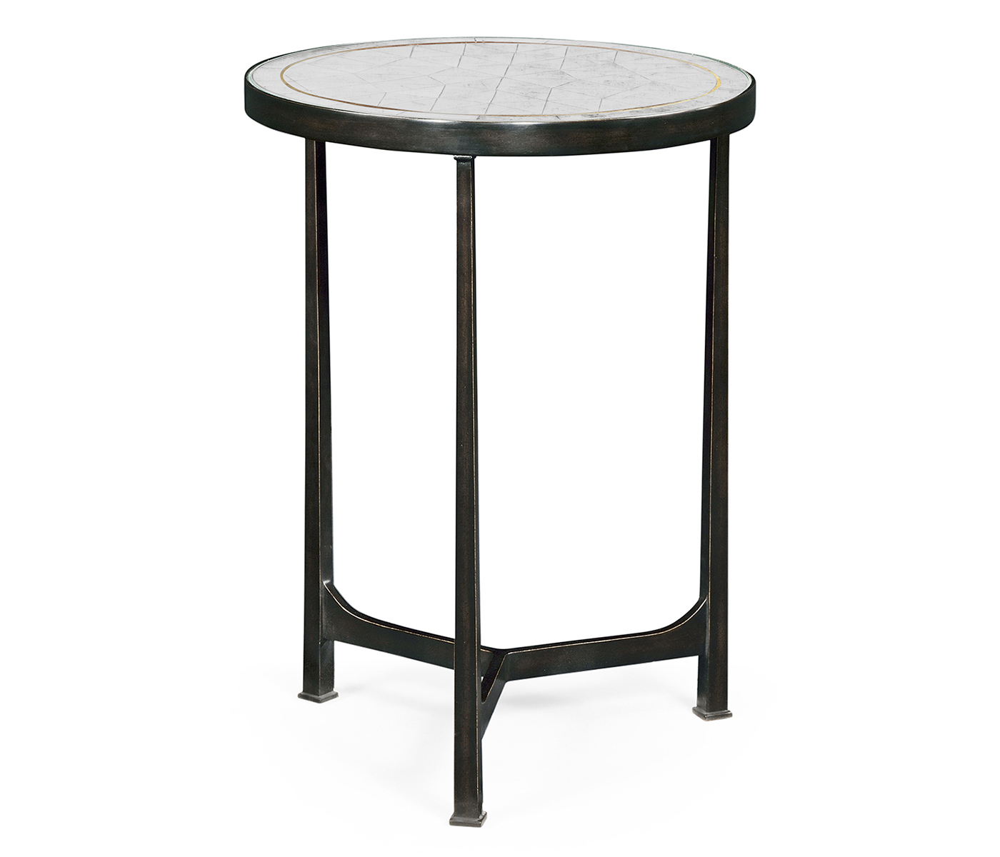 Églomisé & Bronze Iron Round Lamp Table