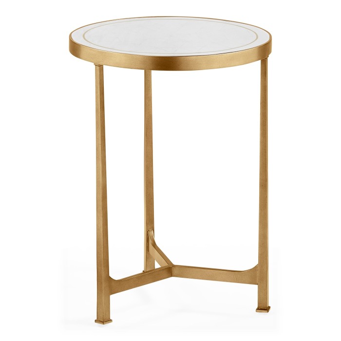 Églomisé & Gilded Iron Round Lamp Table
