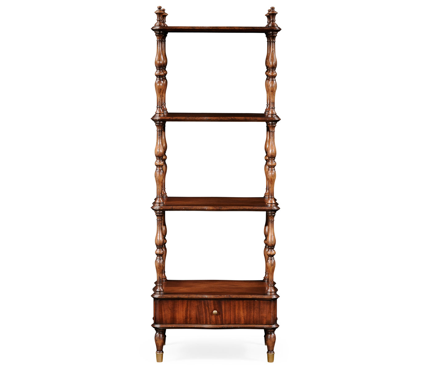 Mahogany Four-Tier Étagère with Serpentine Shelf (Narrow)