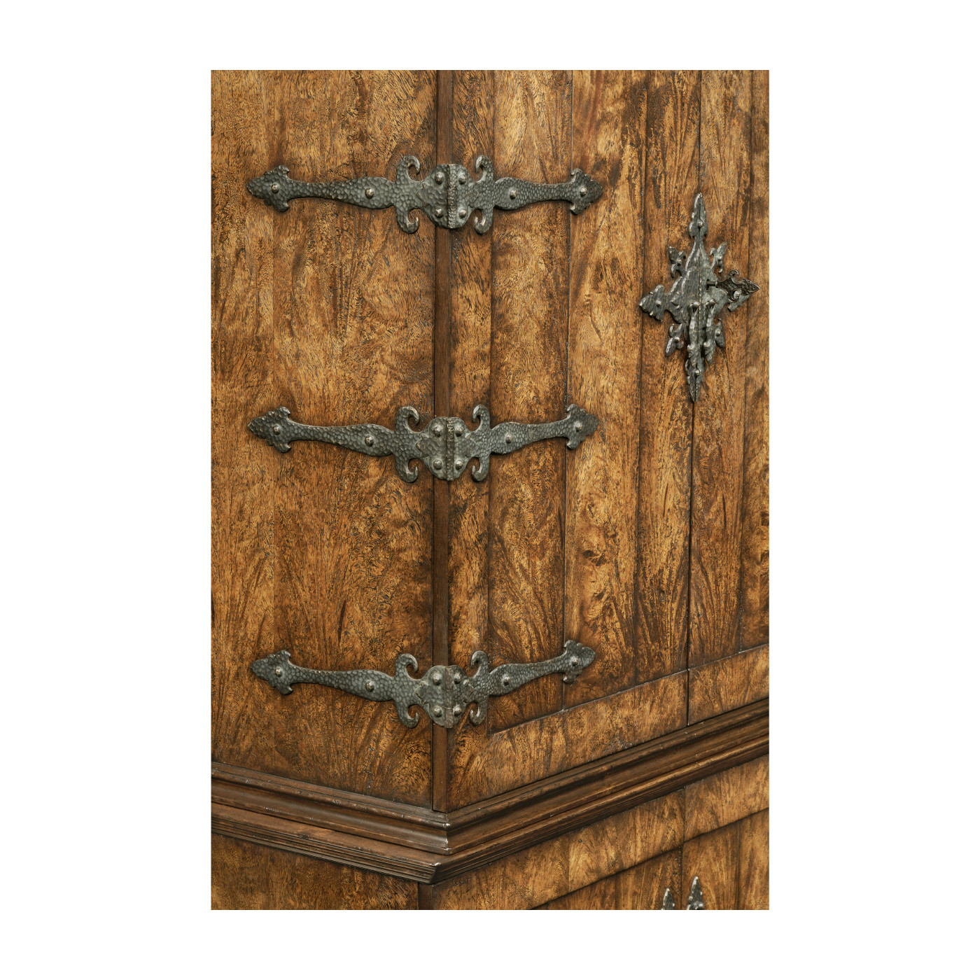 Spanish style crotch walnut drinks cabinet