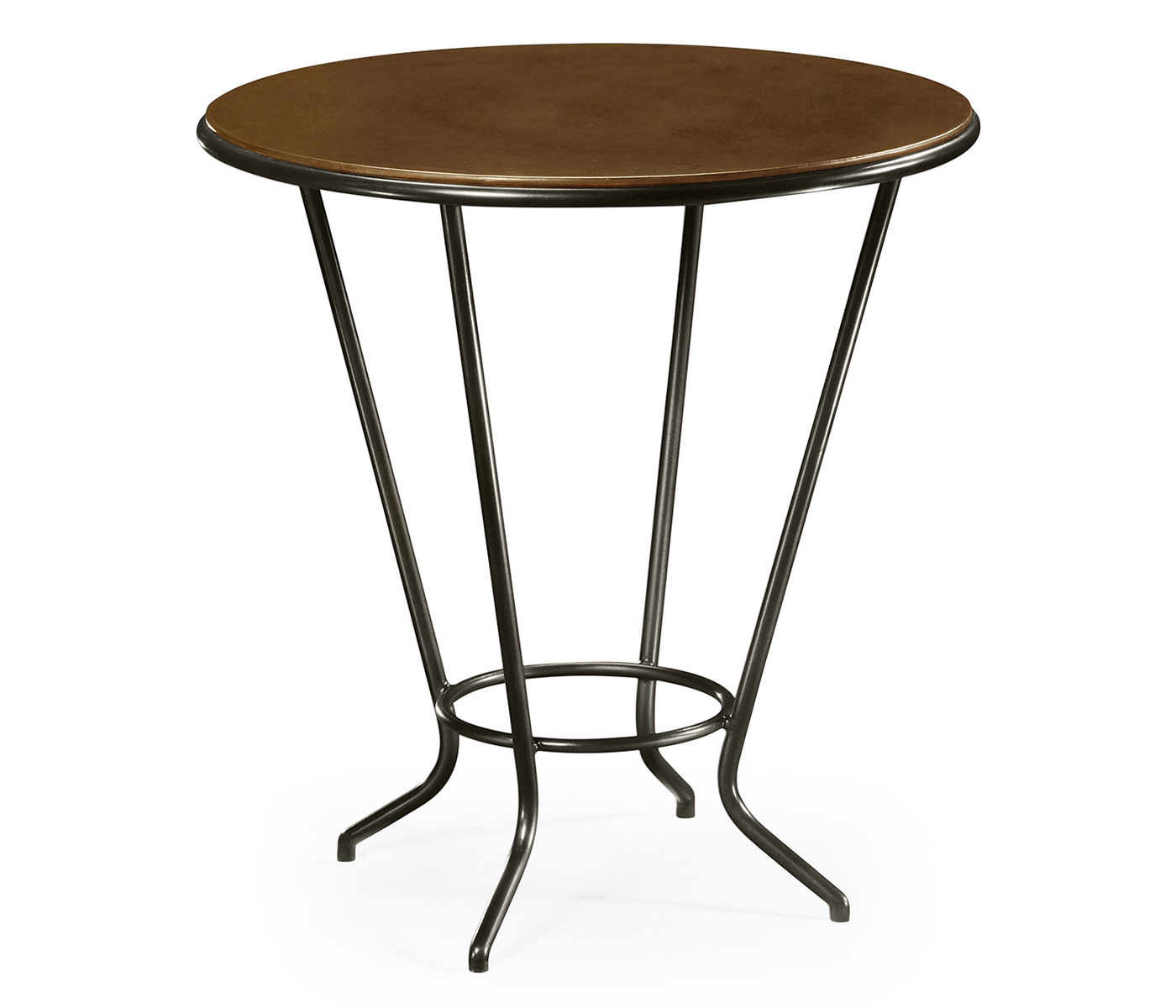 Leather top & bronze iron side table