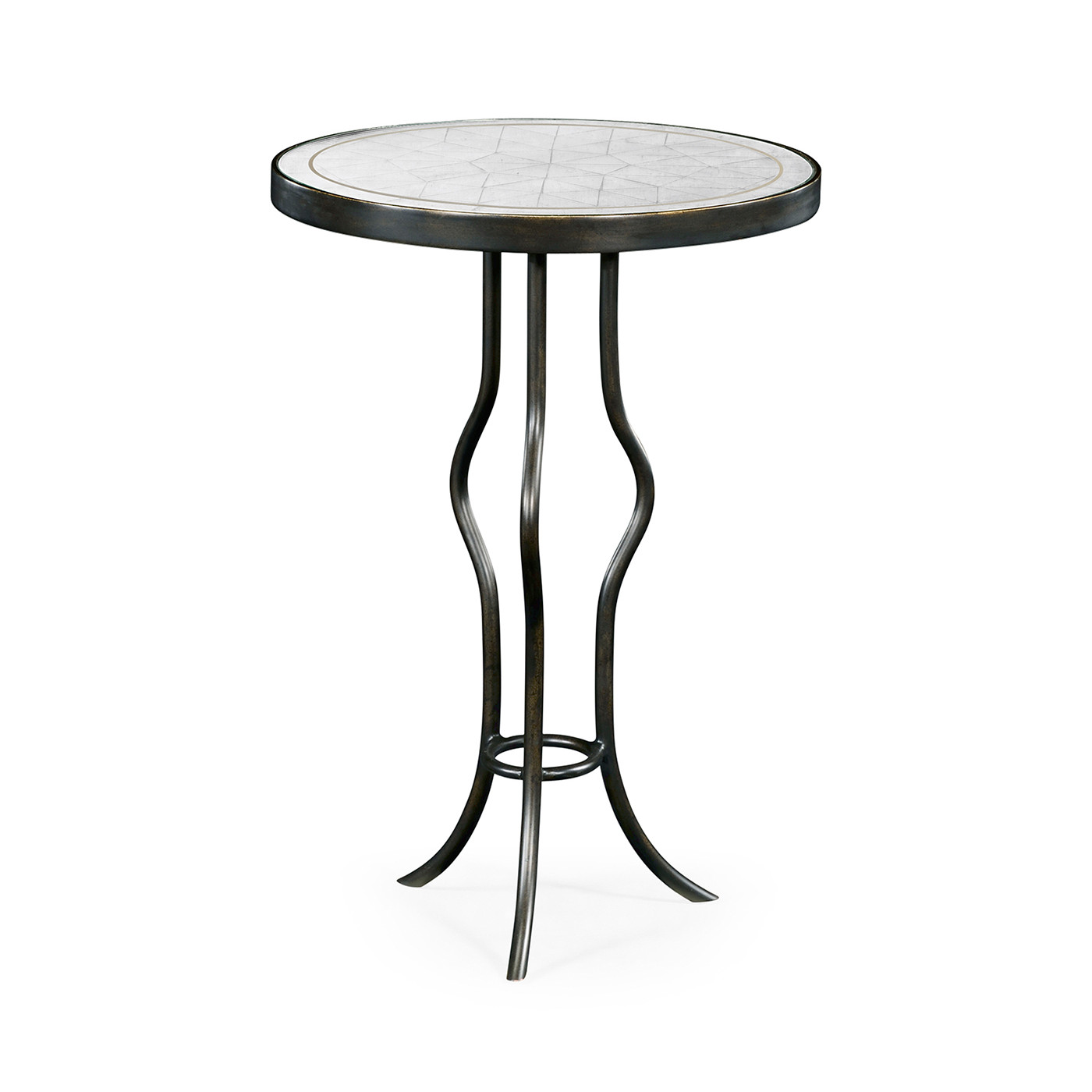 Églomisé & Bronze Iron Round Wine Table