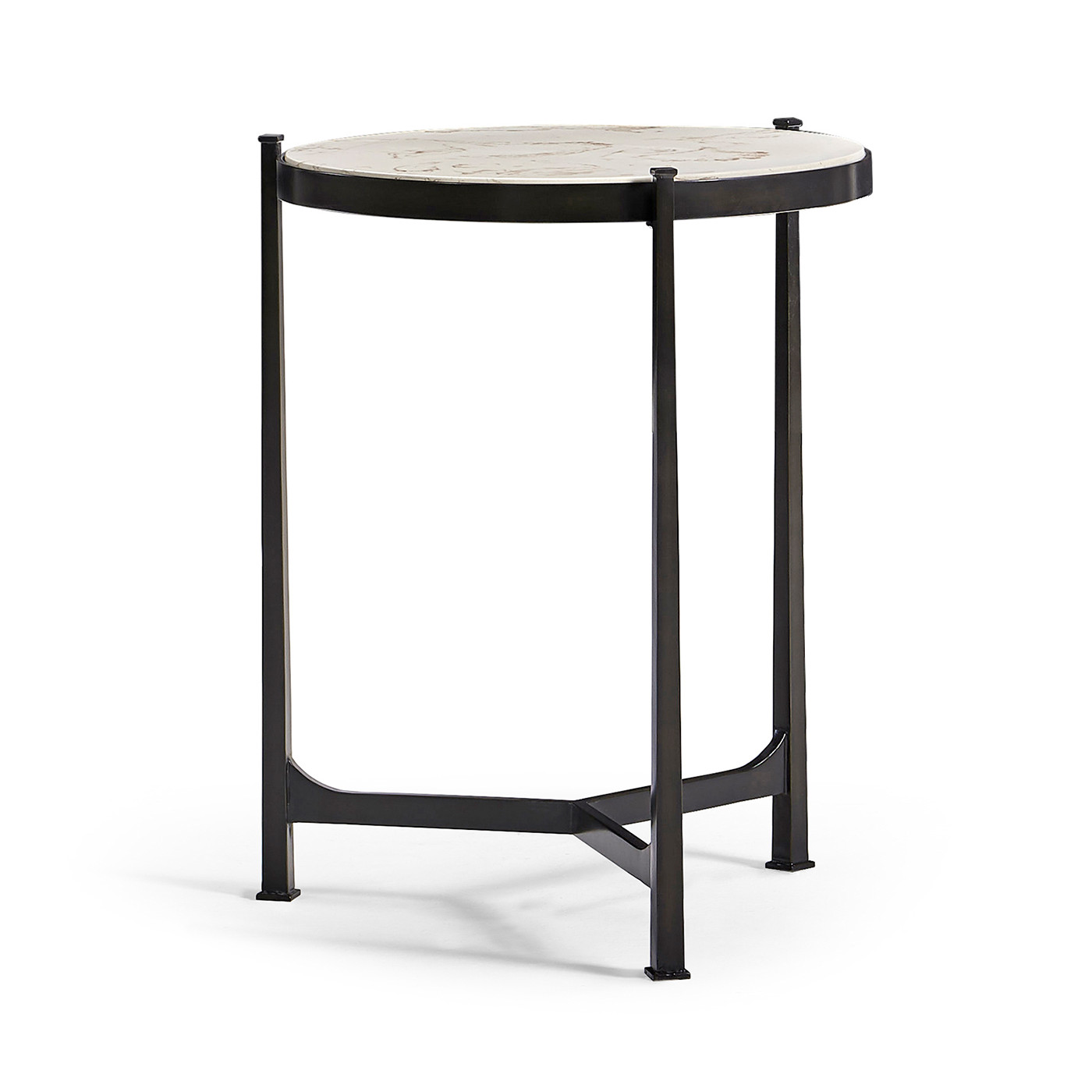 Ivory Scagliola & Bronze Medium Iron Lamp Table