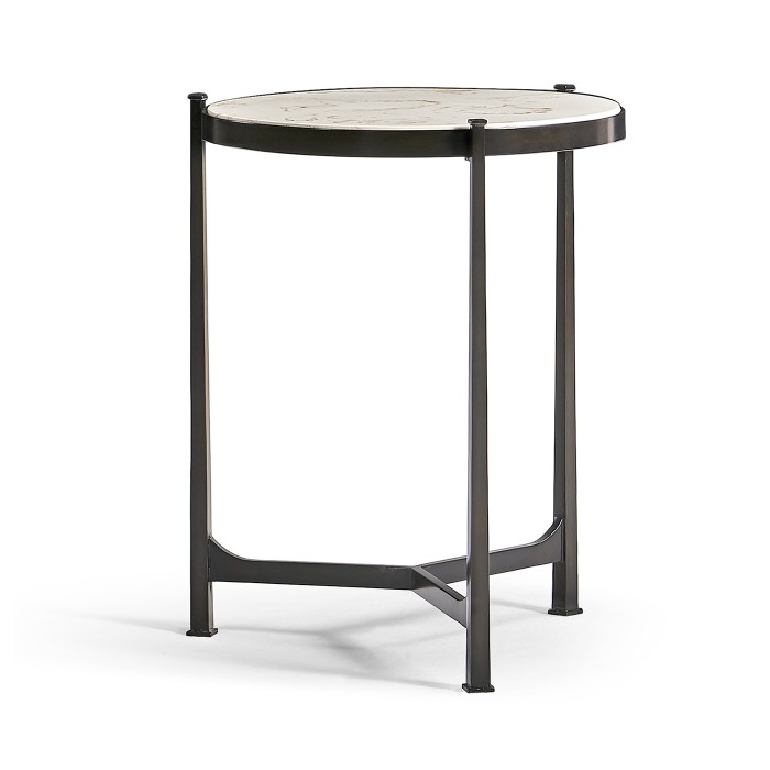 Ivory Scagliola & Bronze Medium Iron Lamp Table