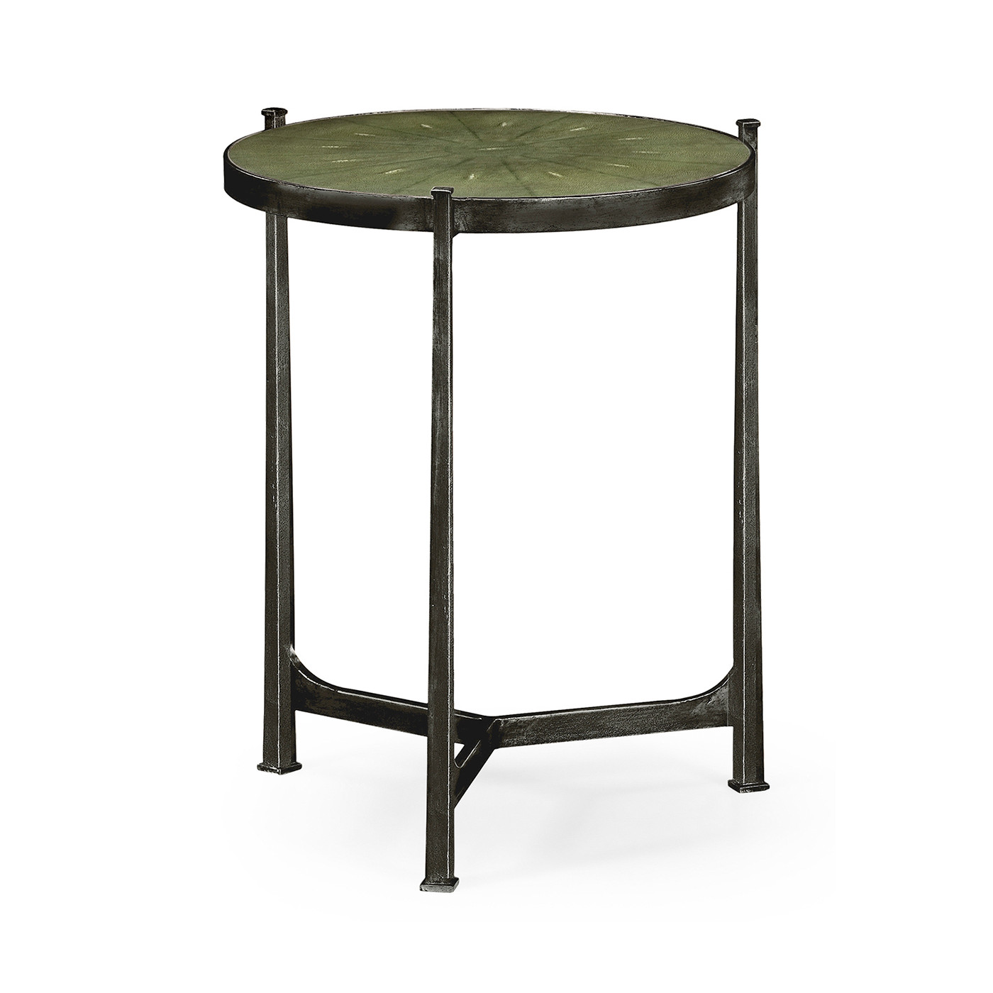Shagreen Green & Bronze Medium Iron Lamp Table