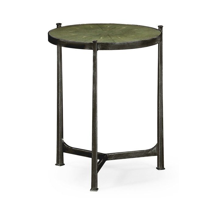 Shagreen Green & Bronze Medium Iron Lamp Table