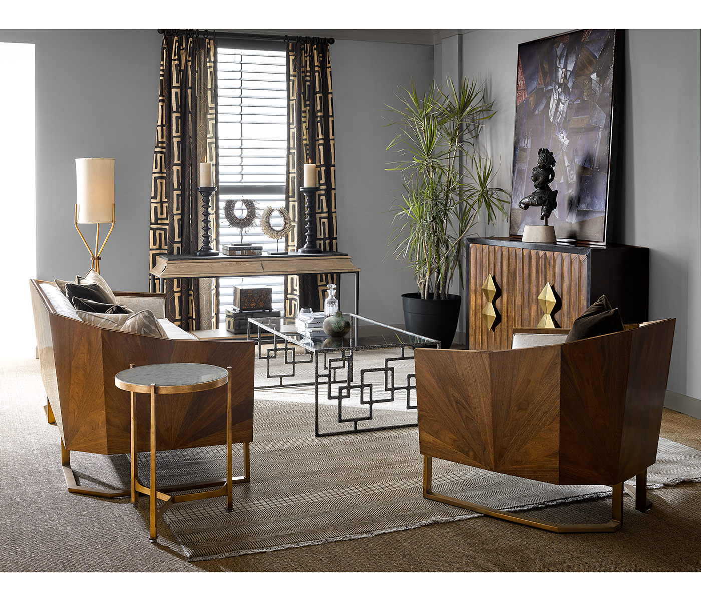 Églomisé & Gilded Iron Medium Lamp Table