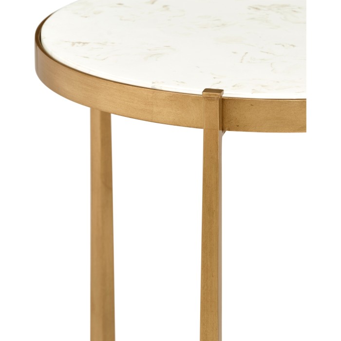 Ivory Scagliola & Gilded Medium Iron Lamp Table