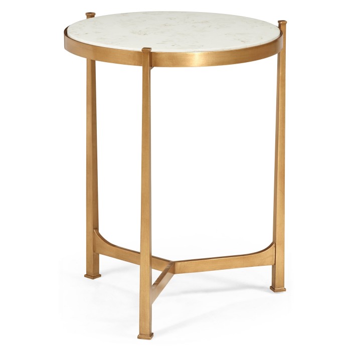 Ivory Scagliola & Gilded Medium Iron Lamp Table