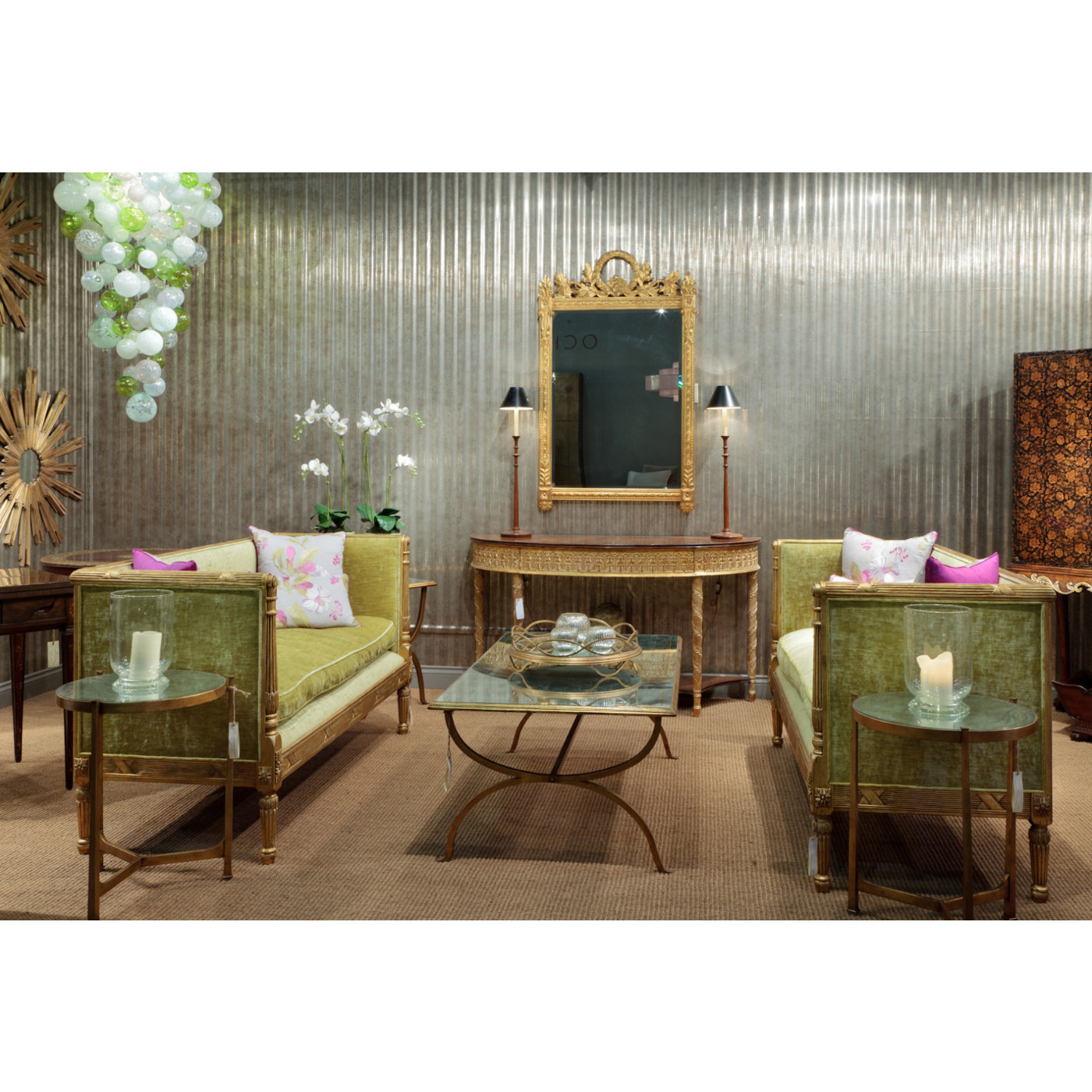 Églomisé & Silver Medium Iron Lamp Table