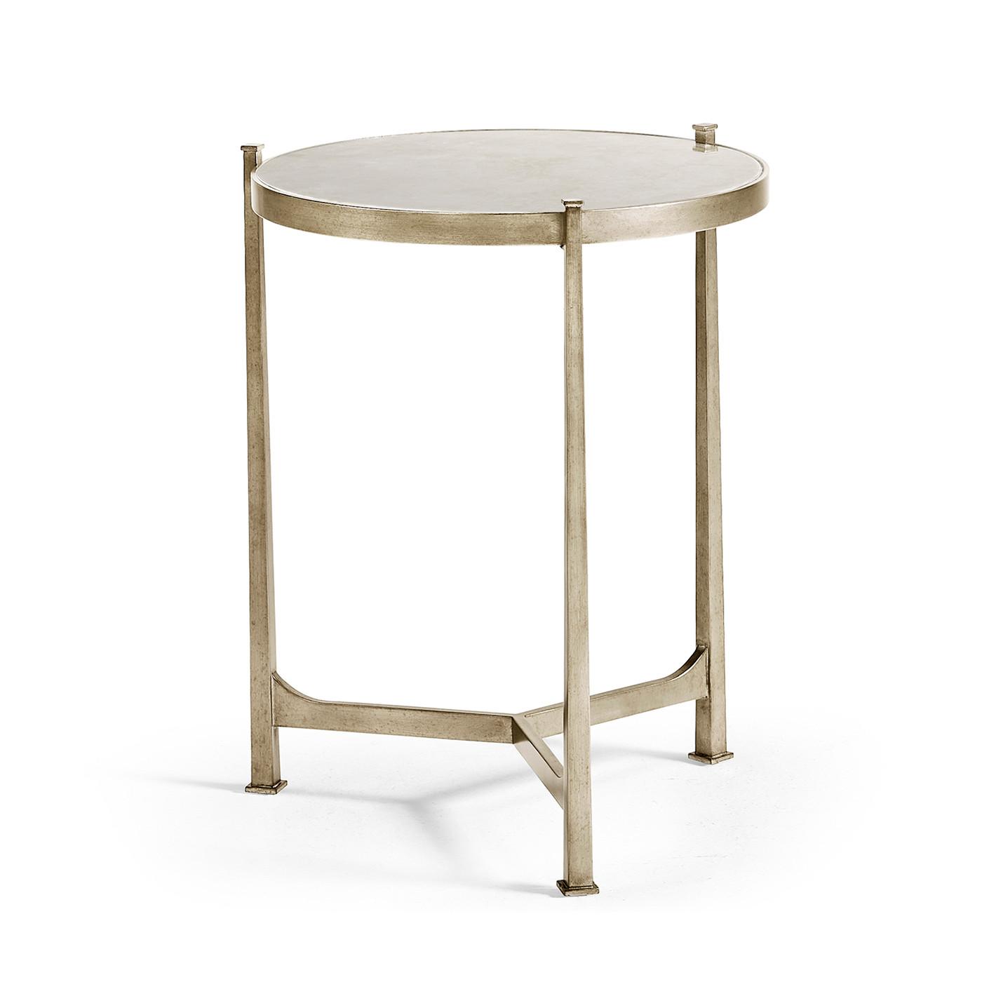 Ivory Scagliola & Silver Medium Iron Lamp Table