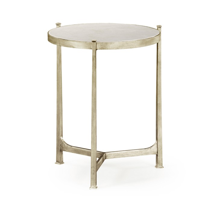 Ivory Scagliola & Silver Medium Iron Lamp Table