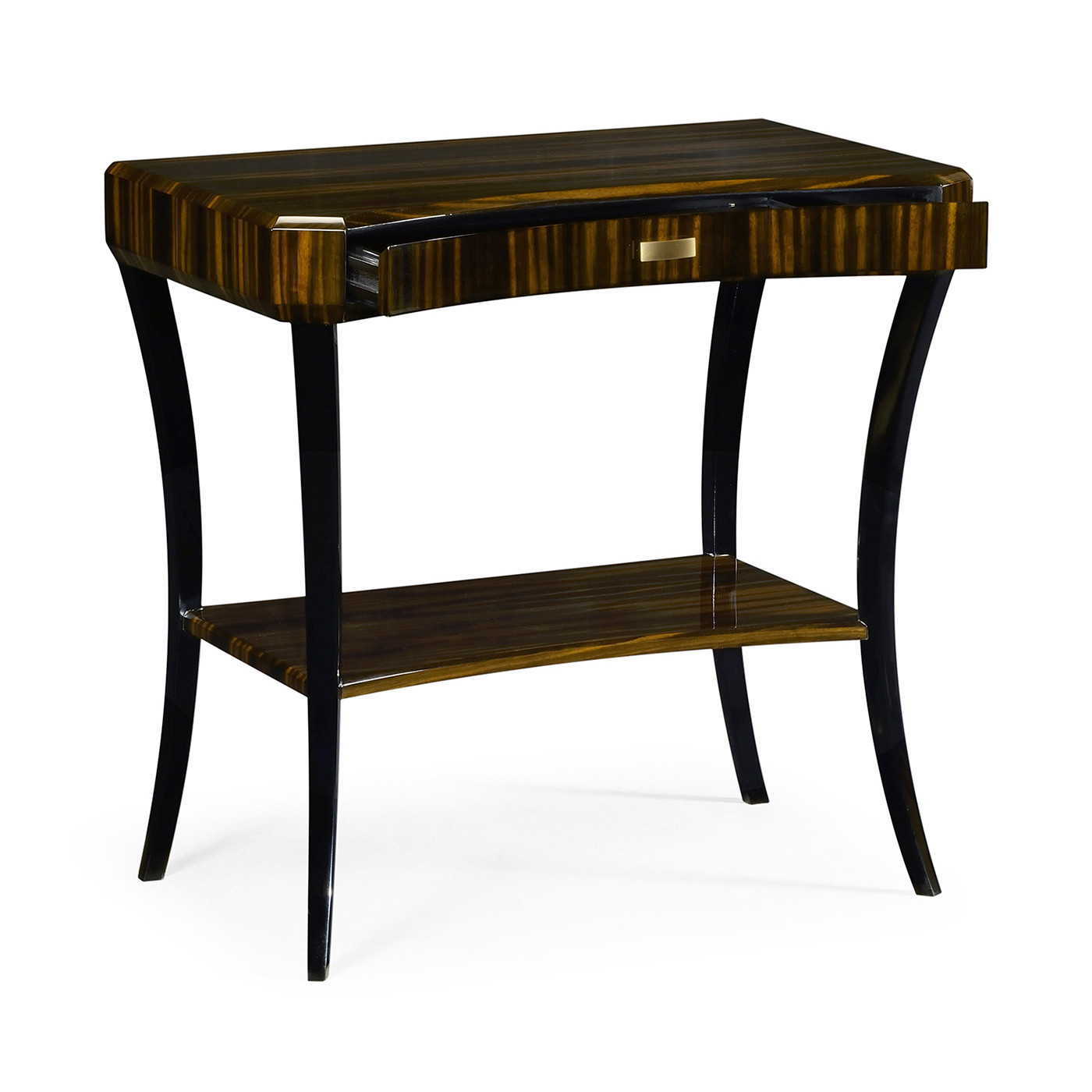 Rectangular Art Deco Macassar Ebony High Lustre Side Table with Drawer
