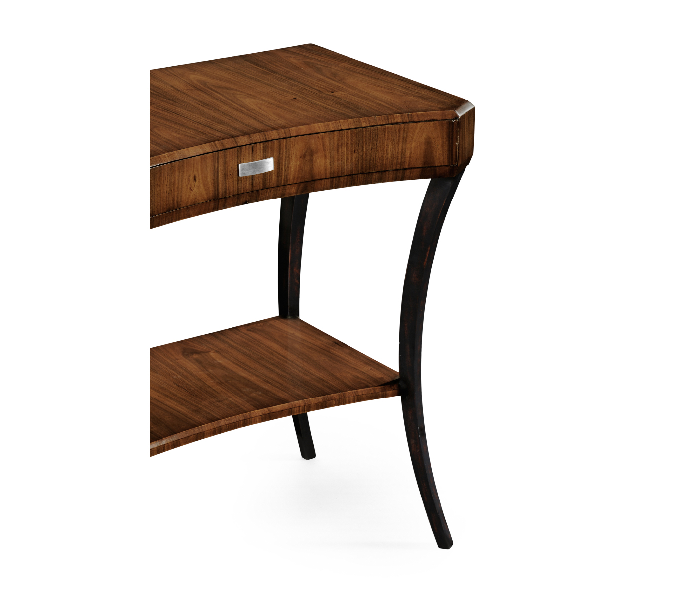 Art Deco rectangular side table with drawer and stainless steel handle (High lustre)