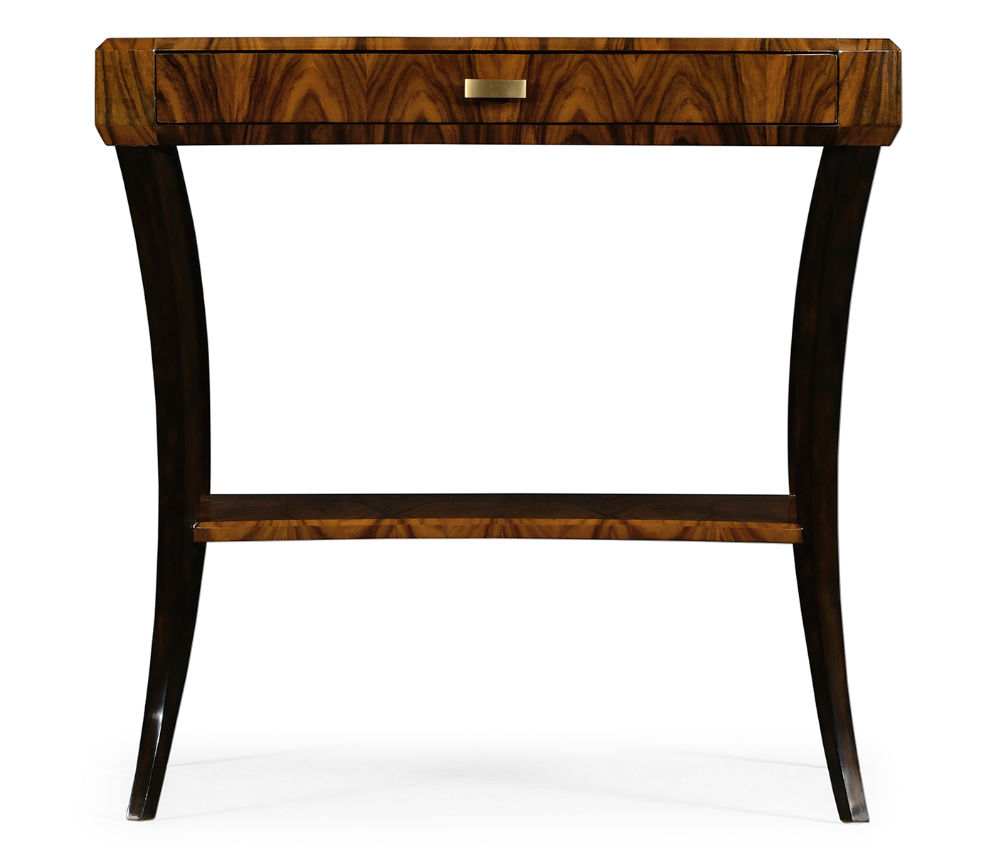 Art Deco High Lustre Rectangular Side Table with Drawer 