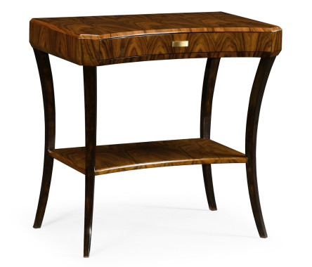 Art Deco High Lustre Rectangular Side Table with Drawer 