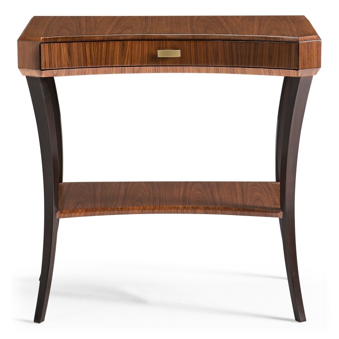 Art Deco Satin Rectangular Side Table with Drawer