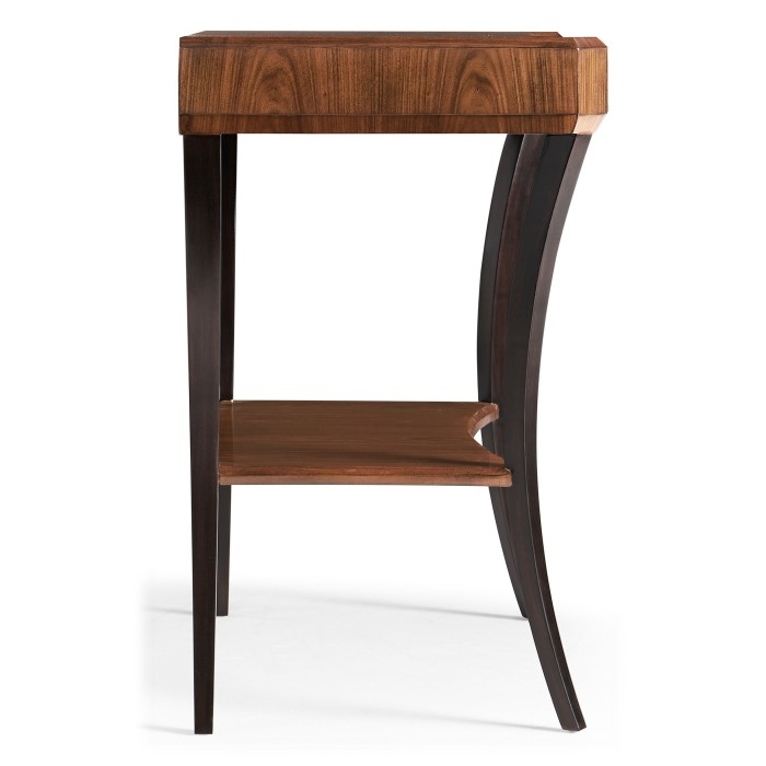 Art Deco Satin Rectangular Side Table with Drawer