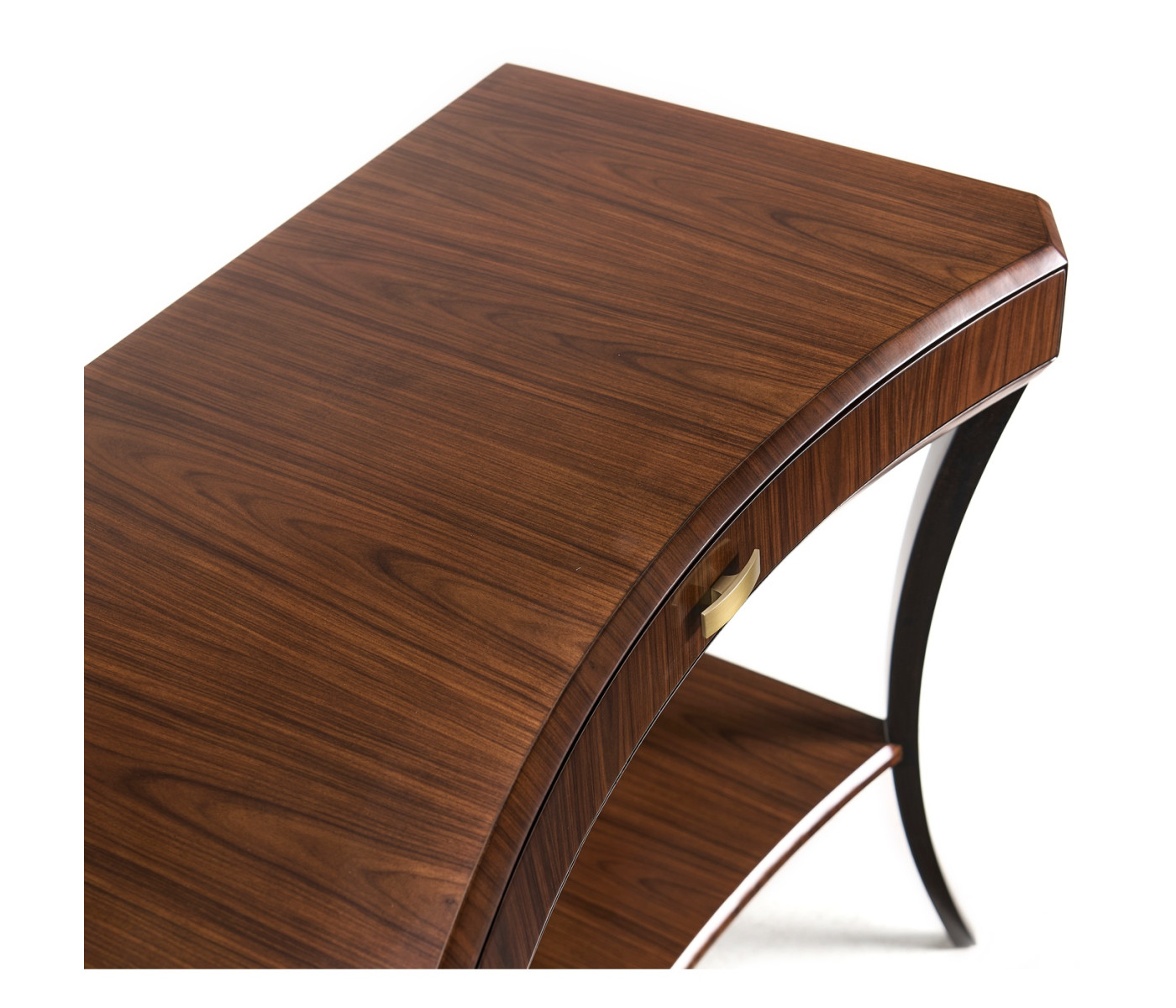 Art Deco Satin Rectangular Side Table with Drawer