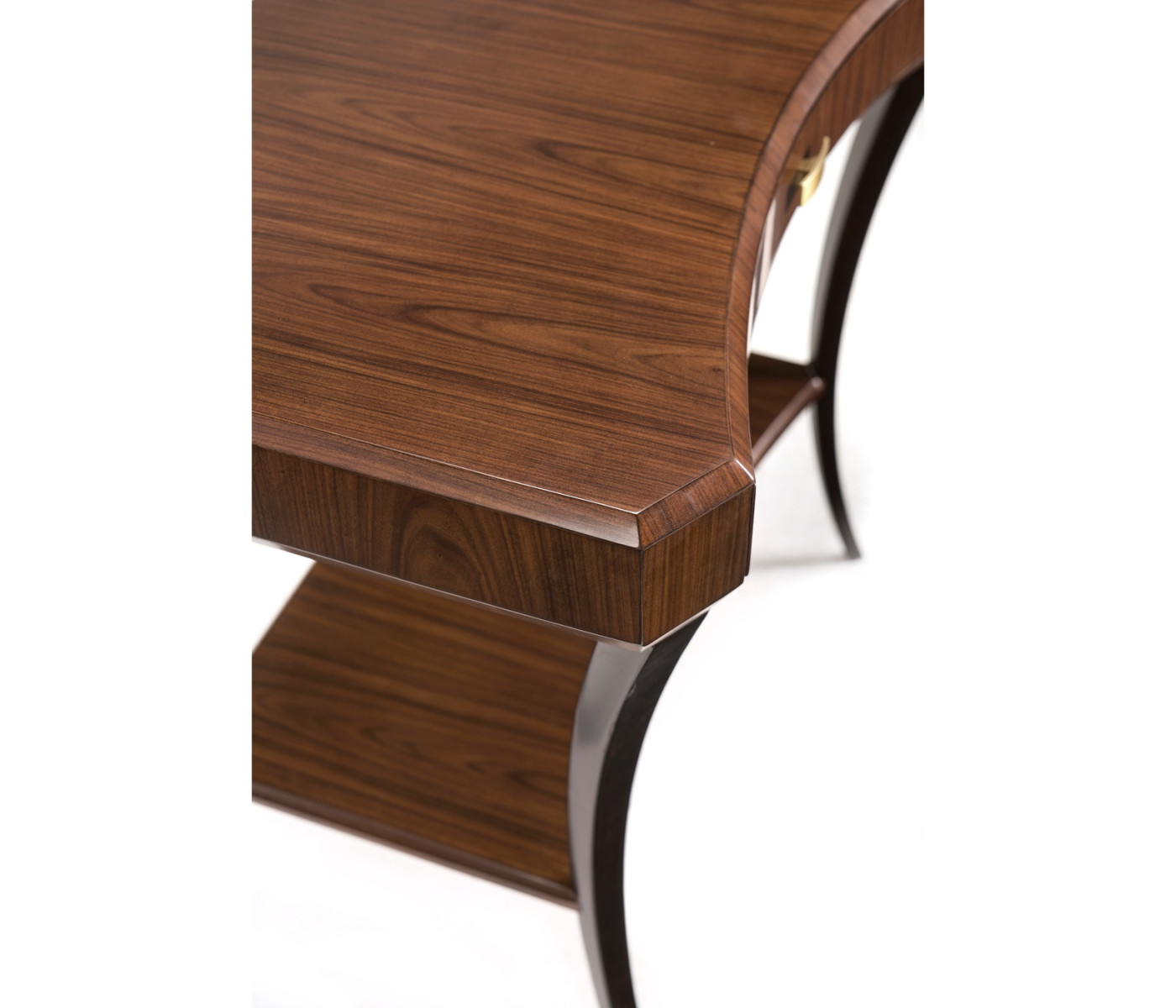 Art Deco Satin Rectangular Side Table with Drawer