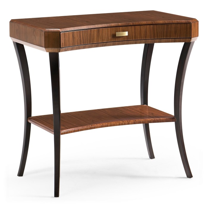 Art Deco Satin Rectangular Side Table with Drawer