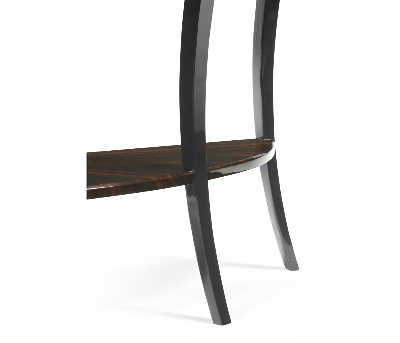Large Demilune Art Deco Macassar Ebony High Lustre Console Table with Drawer