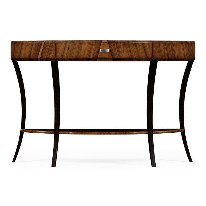 Art Deco large demilune console table with drawer and stainless steel handle (High lustre)