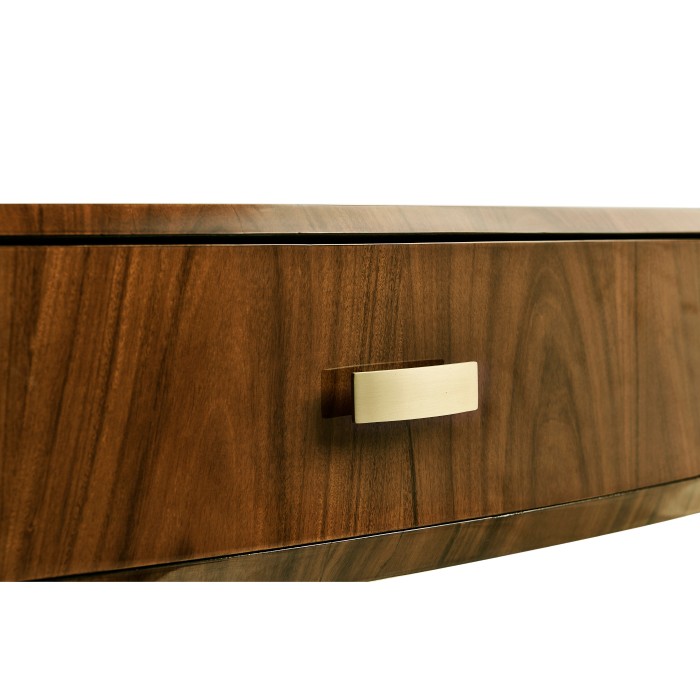 Art Deco High Lustre Large Demilune Console Table with Drawer