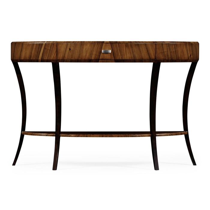 Art Deco large demilune console table with drawer and stainless steel handle (Satin)