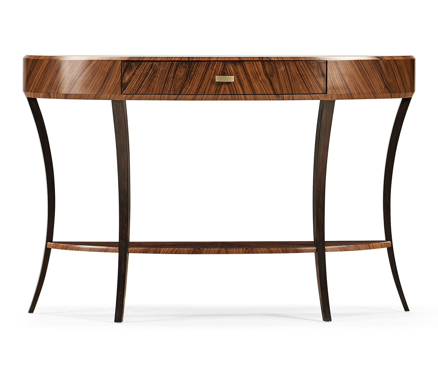 Art Deco Satin Large Demilune Console Table with Drawer