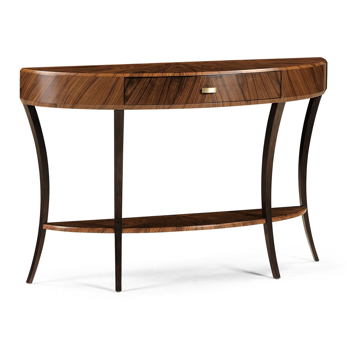 Art Deco Satin Large Demilune Console Table with Drawer