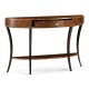 Art Deco Satin Large Demilune Console Table with Drawer