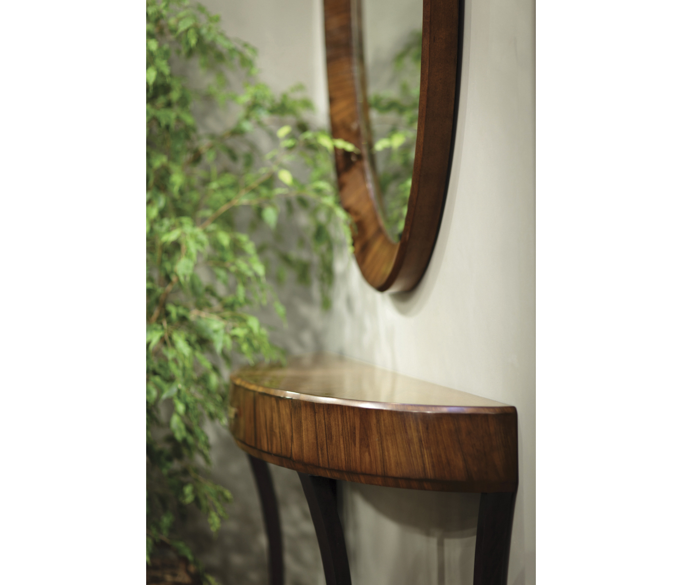 Art Deco Satin Large Demilune Console Table with Drawer