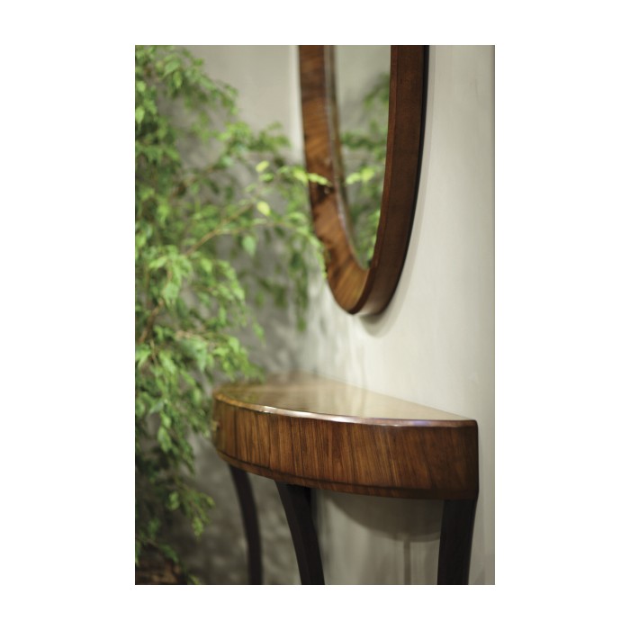 Art Deco Satin Large Demilune Console Table with Drawer