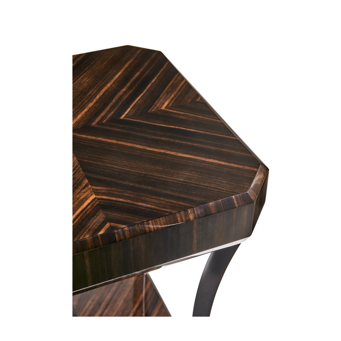 Small Square Art Deco Macassar Ebony High Lustre Side Table