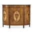 Adam Style Walnut & Satinwood Demilune TV Cabinet