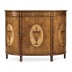 Adam Style Walnut & Satinwood Demilune TV Cabinet