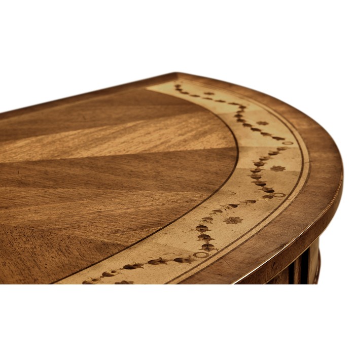 Adam Style Walnut & Satinwood Demilune TV Cabinet