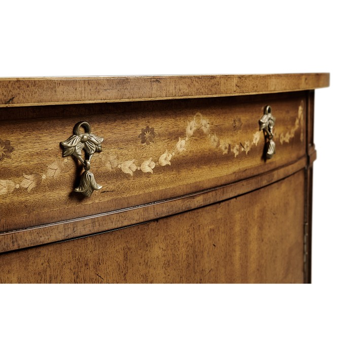 Adam Style Walnut & Satinwood Demilune TV Cabinet