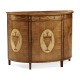 Adam Style Walnut & Satinwood Demilune TV Cabinet