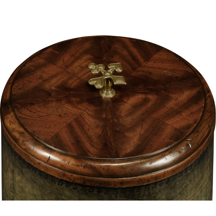 Round Mahogany Poker Chip Box