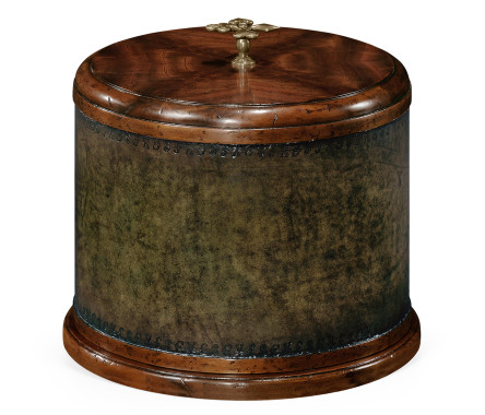 Round Mahogany Poker Chip Box
