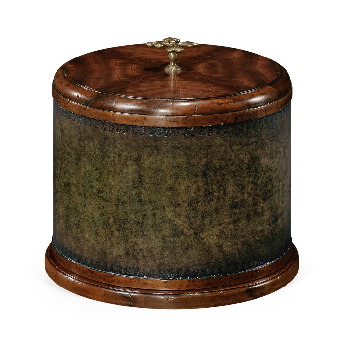 Round Mahogany Poker Chip Box