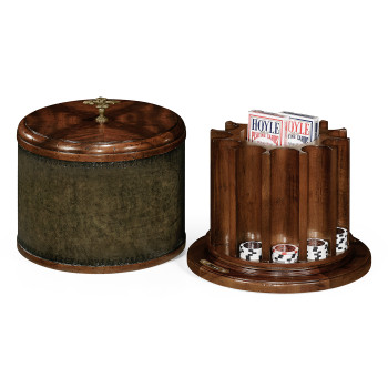 Round Mahogany Poker Chip Box