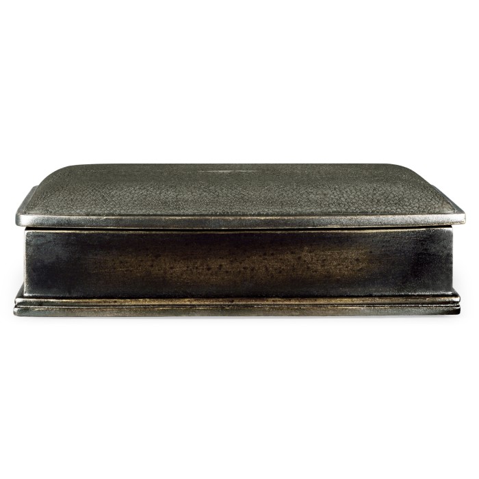 Anthracite Faux Shagreen Bronze Leaf Box